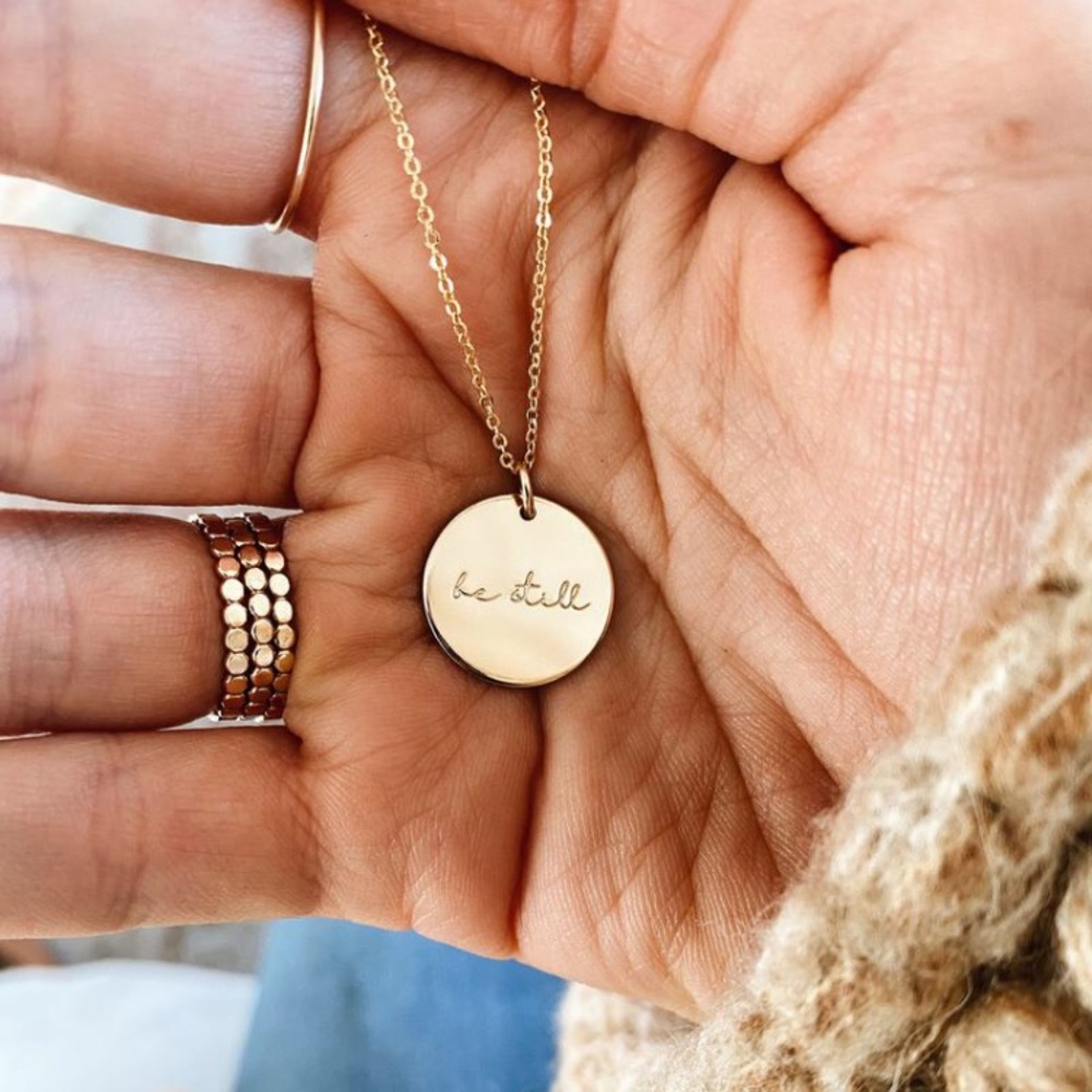 Be Still Self-Care Mantra Peace Charm Necklace - Picture 4 of 15